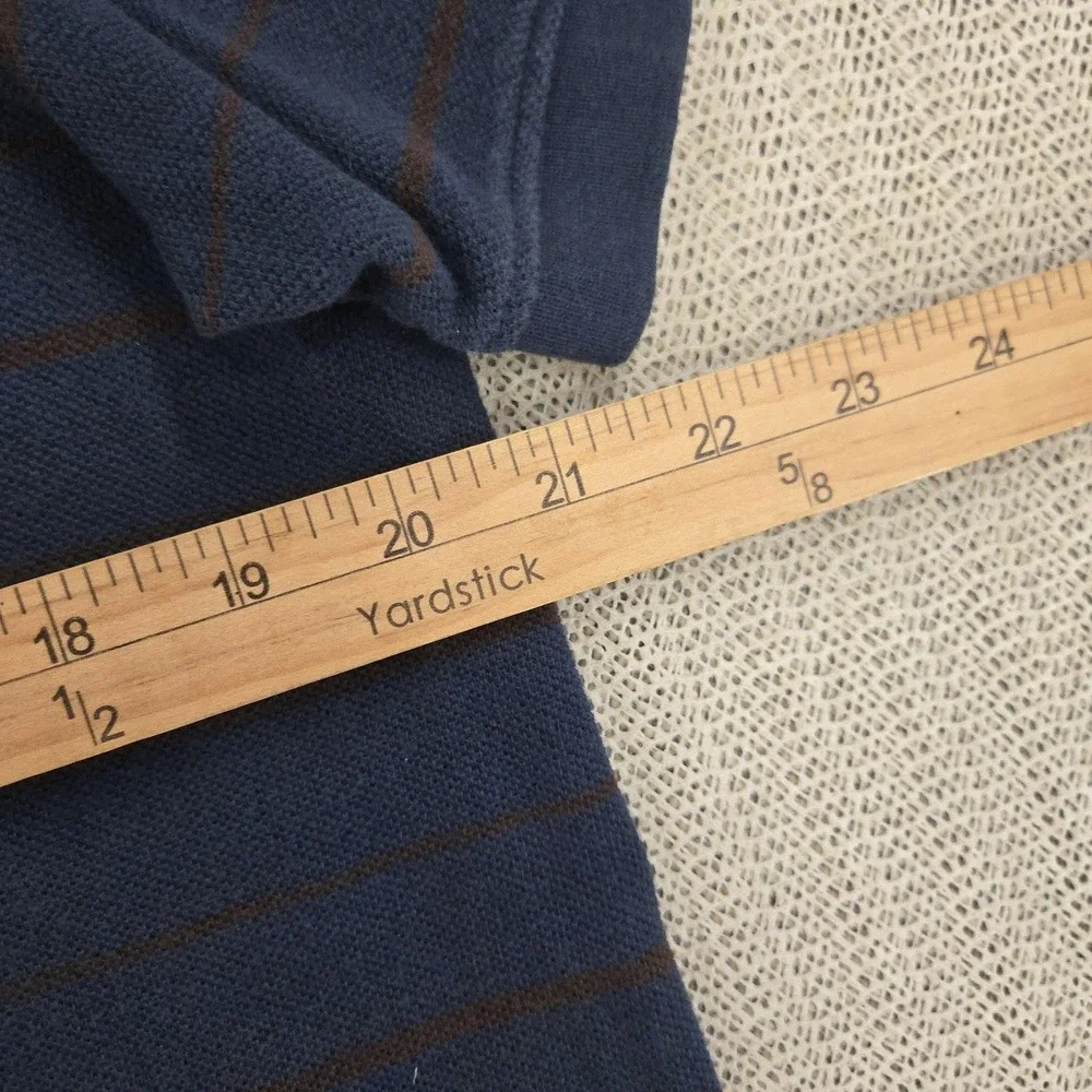 Banana Republic Polo Shirt Mens Large Blue Stripe 100% Cotton Short‎ Sleeve